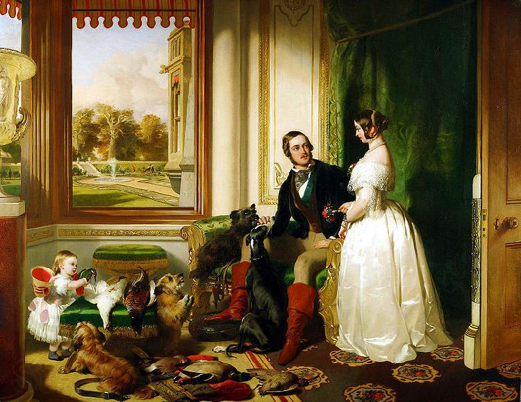 Sir edwin henry landseer,R.A. Windsor Castle in Modern Times, 1840-43 This painting shows Queen Victoria and Prince Albert at home at Windsor Castle in Berkshire, England. France oil painting art